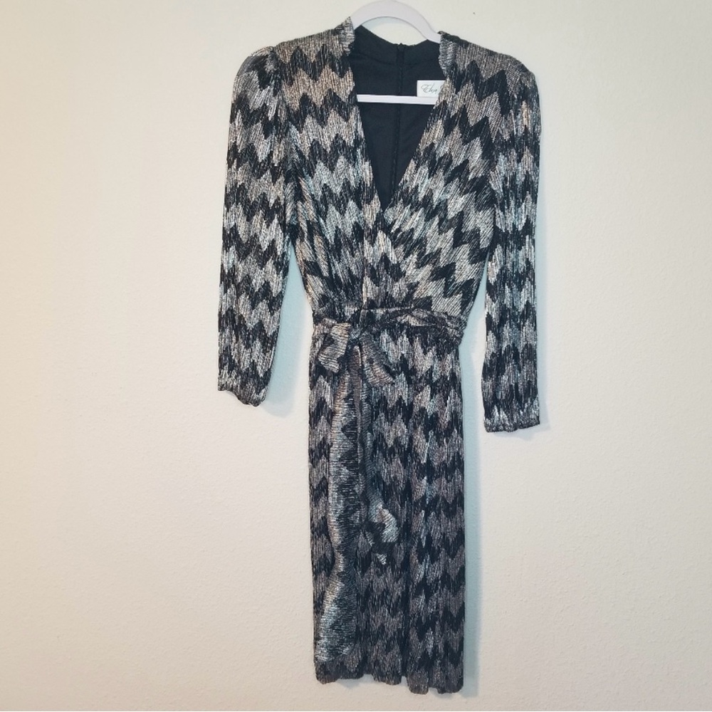 Eliza J Metallic faux wrap dress size 6